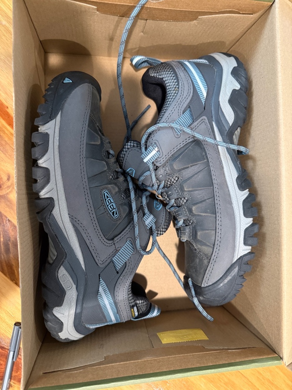 Keen Gray Hiking Shoes with Light Blue Accents